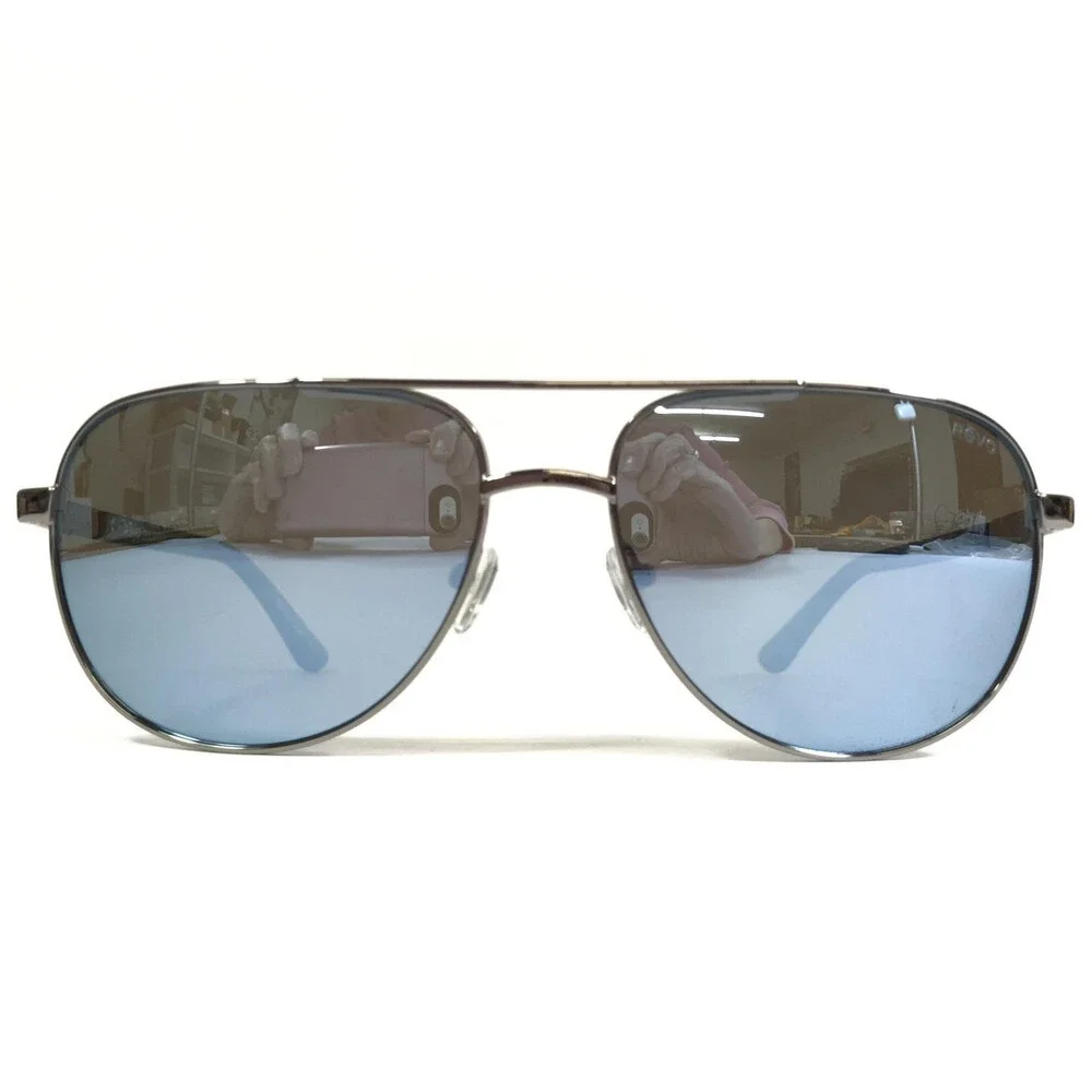 Revo Sunglasses CONRAD RE1106 00 Silver Aviators w/ Blue Polarized Mirror Lenses